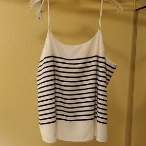 Striped Navy Blue & White Women's Top Sz Xlrg